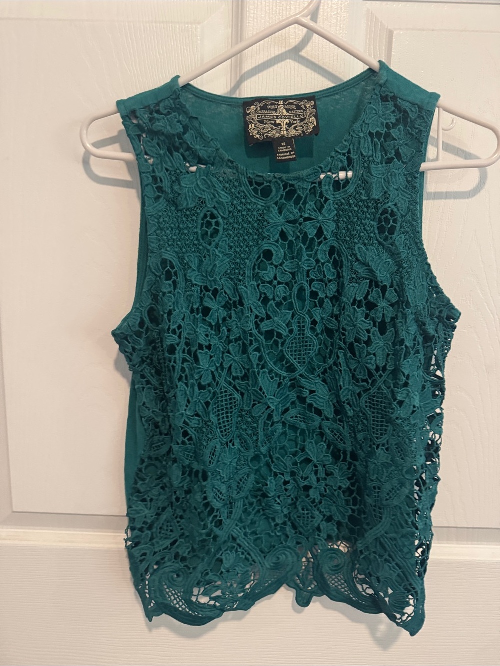 Teal Crochet Lace Sleeveless Tank
